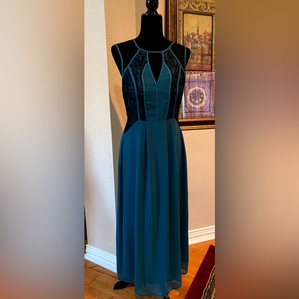 BCBGeneration Teal and Black Maxi Dress